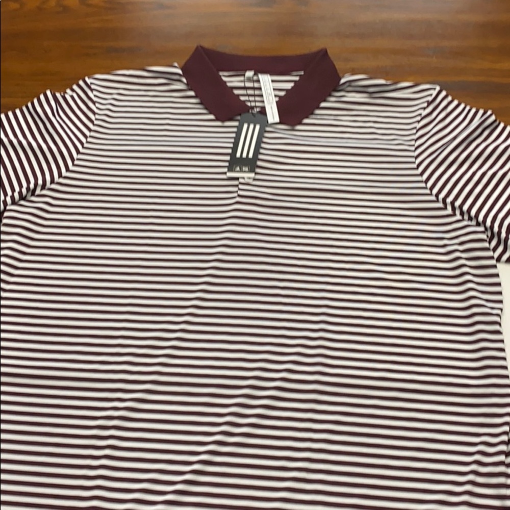Adidas Mens Striped Golf Polo Shirt